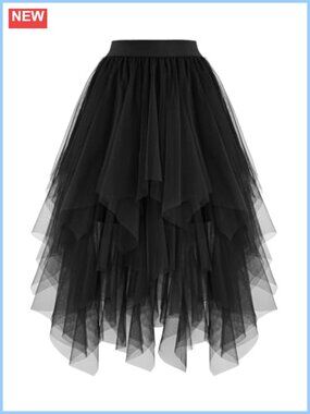 High Low Layered Puffy Tulle Skirt Asymmetrical A-Line Tutu